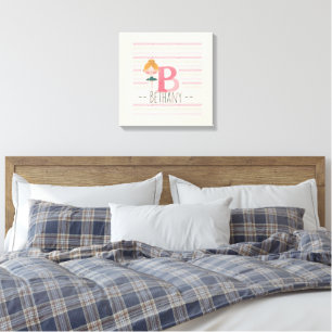 Toile Blush Rose Ballerine Monogramme B – Art personnali