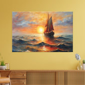 Toile Boat on the high seas with sunset  (Insitu(Salon))