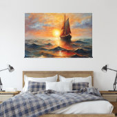 Toile Boat on the high seas with sunset  (Insitu(Chambre))