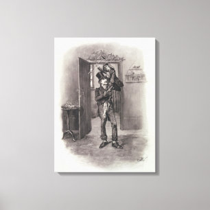 Toile Bob Cratchit et Tiny Tim, de "Charles Dickens :