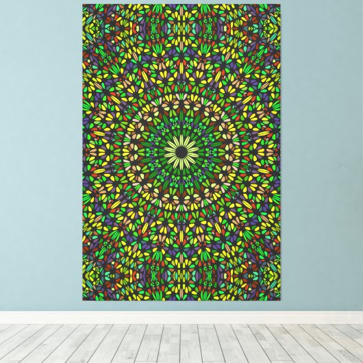 Toile Bohemian Green Stone Mandala Premium Wrapped  (Insitu (Plancher de Bois))