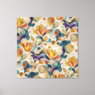 Toile Boho Abstrait Aquarelle Floral Tourbillon Or Sarce