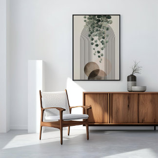 Toile Boho Arch Botanique | Eucalyptus Neutre Minimalist