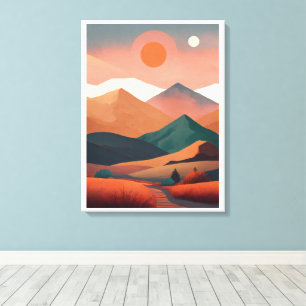 Toile Boho art minimaliste montagnes paysages