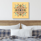 Toile Boho Botanical Mandala Tropical Green Orange (Insitu(Chambre))