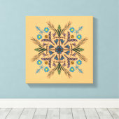 Toile Boho Botanical Mandala Tropical Green Orange (Insitu (Plancher de Bois))