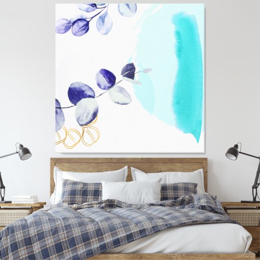 Toile Boho botanique cyan violet (Insitu(Chambre))