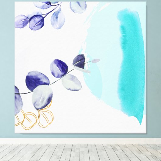 Toile Boho botanique cyan violet (Insitu (Plancher de Bois))