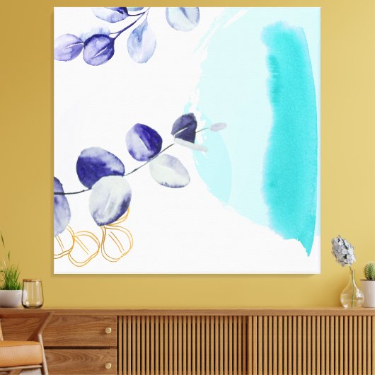 Toile Boho botanique cyan violet (Insitu(Salon))