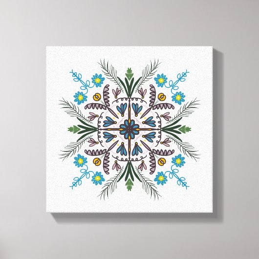 Toile Boho Botanique Mandala Tropical Verdure Verte (Recto)