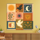 Toile Boho Celestial | Soleil et lune rétro (Insitu(Salon))