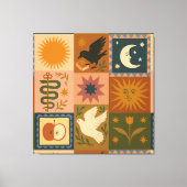 Toile Boho Celestial | Soleil et lune rétro (Recto)