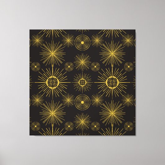 Toile Boho Celestial Sun Stars Motif noir (Recto)
