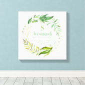 Toile Boho Feuilles personnalisés statistiques de naissa (Insitu (Plancher de Bois))