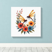 Toile Boho Floral Dragonfly (Insitu (Plancher de Bois))