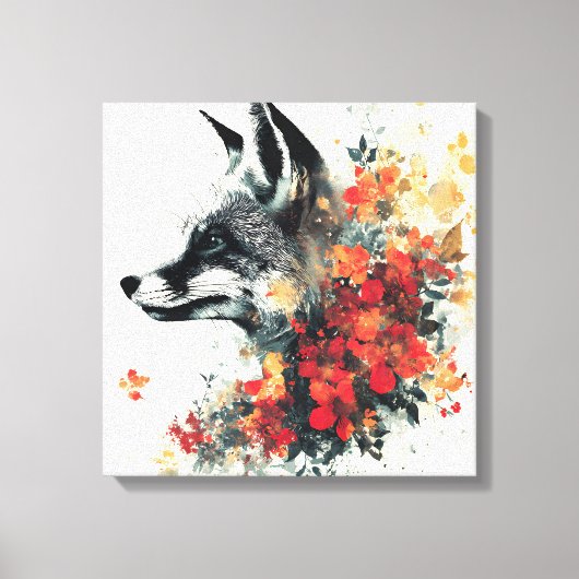Toile Boho Floral Fox Faune Nature (Recto)