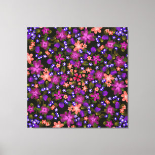 Toile Boho Flowers rose, corail et violet belle