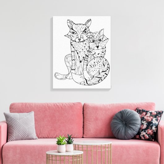 Toile Boho Fox Doodle 6 (Insitu(Salon))