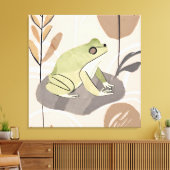 Toile Boho Frog Lotus Leaf Art botanique Simple Mo (Insitu(Salon))
