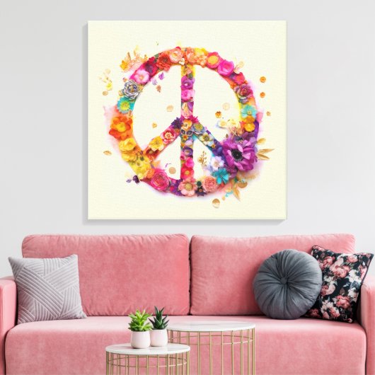 Toile Boho Hippy 60s 70s Peace Sign Canvas Print (Insitu(Salon))