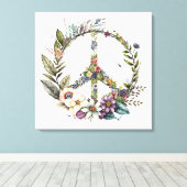 Toile Boho Hippy 60s 70s Peace Sign Canvas Print (Insitu (Plancher de Bois))