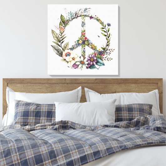 Toile Boho Hippy 60s 70s Peace Sign Canvas Print (Insitu(Chambre))