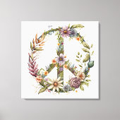 Toile Boho Hippy 60s 70s Peace Sign Canvas Print (Recto)