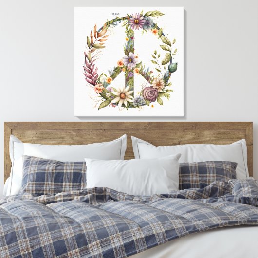 Toile Boho Hippy 60s 70s Peace Sign Canvas Print (Insitu(Chambre))