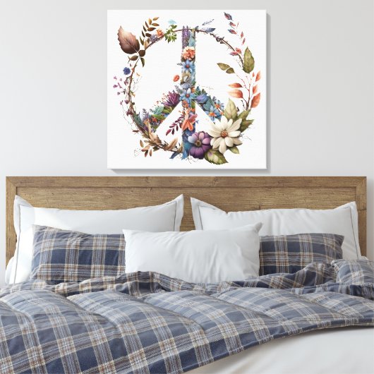 Toile Boho Hippy 60s 70s Peace Sign Canvas Print (Insitu(Chambre))