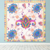 Toile Boho paisley and elephant pattern_lmandala artwork (Insitu (Plancher de Bois))