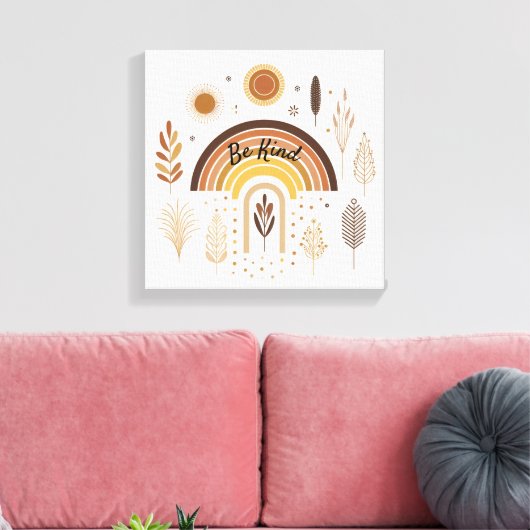 Toile Boho Rainbow Botanical Be Kind (Insitu(Salon))