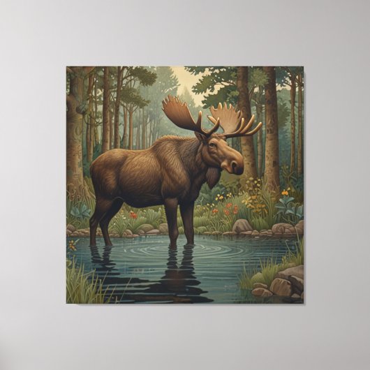 Toile Boho rustique boho bois forêt arbres verdure (Recto)