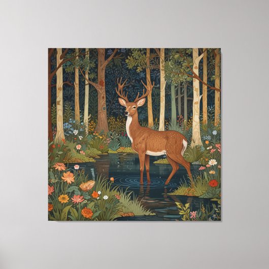 Toile Boho rustique bois de cerf boho forêt verte (Recto)
