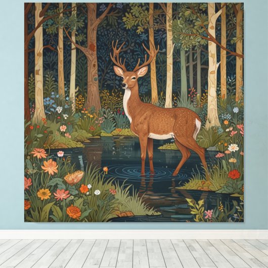 Toile Boho rustique bois de cerf boho forêt verte (Insitu (Plancher de Bois))