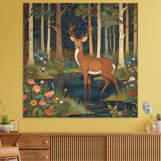 Toile Boho rustique bois de cerf boho forêt verte (Insitu(Salon))