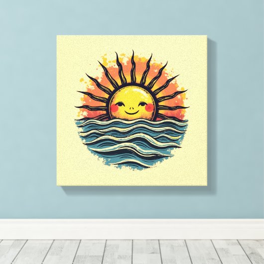 Toile Boho Sun Smiley Canvas Wall Art Imprimer (Insitu (Plancher de Bois))