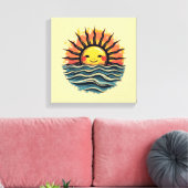 Toile Boho Sun Smiley Canvas Wall Art Imprimer (Insitu(Salon))