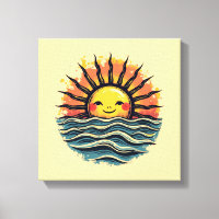 Boho Sun Smiley Canvas Wall Art Imprimer