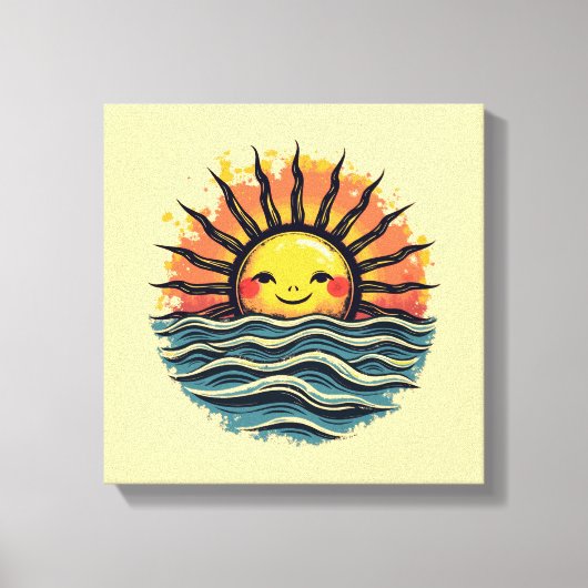 Toile Boho Sun Smiley Canvas Wall Art Imprimer (Recto)