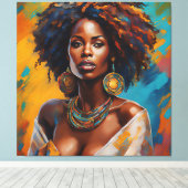 Toile Boho Woman in Sunflower Expressive Hippie (Insitu (Plancher de Bois))