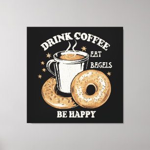 Toile Boire du café manger des bagels être heureux