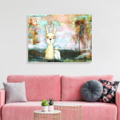 Toile Bois Créations Chouette de lapin OEuvre d'art anim (Insitu(Salon))