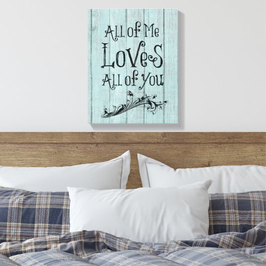 Toile Bois rustique avec citation d'amour (Insitu(Chambre))