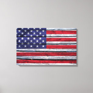 Toile Bois rustique de drapeau américain