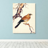 Toile Boiseries japonaises d'un Finch, Brown et beige (Insitu (Plancher de Bois))