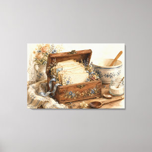 Toile Boîte de Recettes Anciennes Cuisine de Cottage