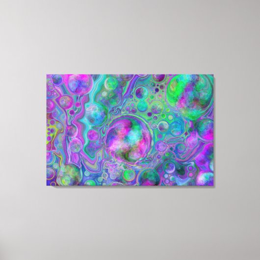 Toile Bokeh Fluid Art violet, vert et bleu (Recto)