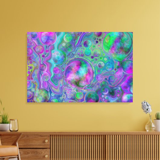 Toile Bokeh Fluid Art violet, vert et bleu (Insitu(Salon))