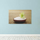 Toile Bol de riz avec une fleur sur un tapis de tatami (Insitu (Plancher de Bois))