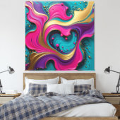 Toile Bold Abstract Heart Swirl – Modern Colorful Art (Insitu(Chambre))